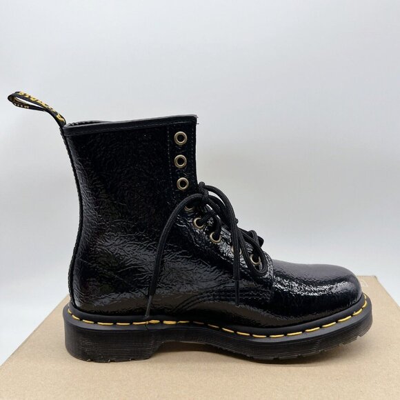 Dr. Martens 1460 8-Eye Lace Up Combat Boots Black Distressed Patent Leather US 6 - Picture 8 of 12